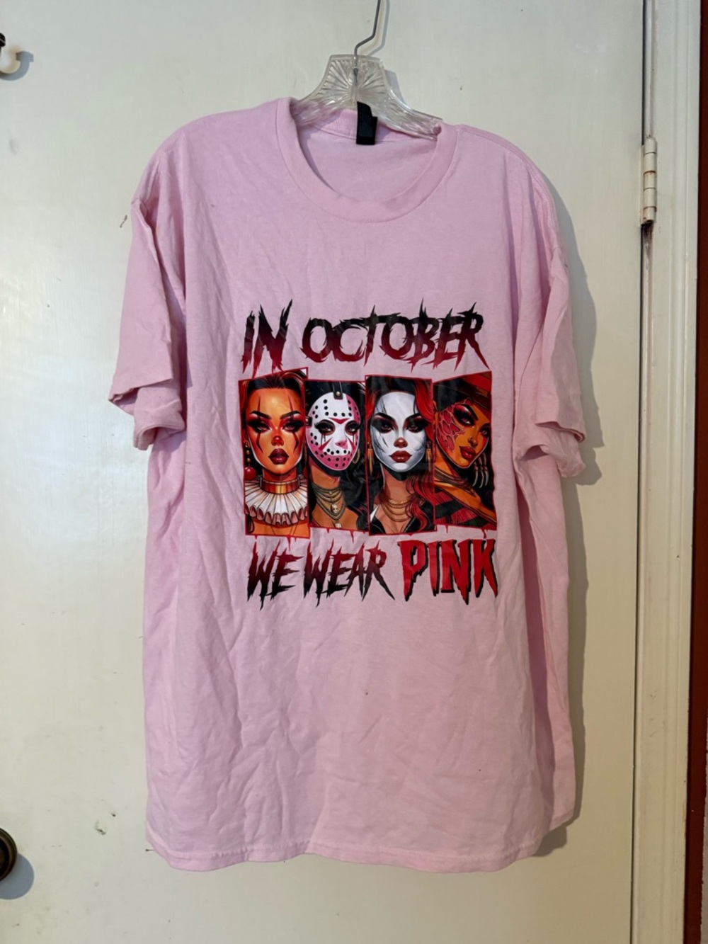 Pink Halloween Graphic Tee - 'In October We Wear Pink'